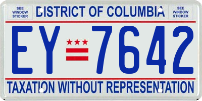 DC license plate EY7642