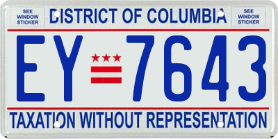 DC license plate EY7643