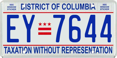 DC license plate EY7644