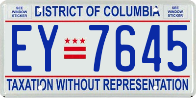 DC license plate EY7645