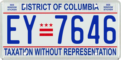 DC license plate EY7646