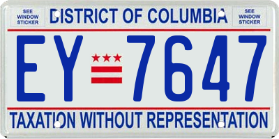 DC license plate EY7647