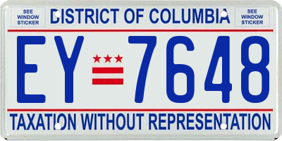 DC license plate EY7648