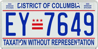 DC license plate EY7649