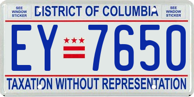 DC license plate EY7650