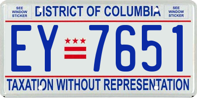 DC license plate EY7651