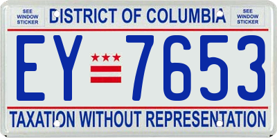 DC license plate EY7653