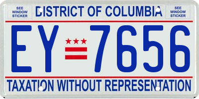 DC license plate EY7656