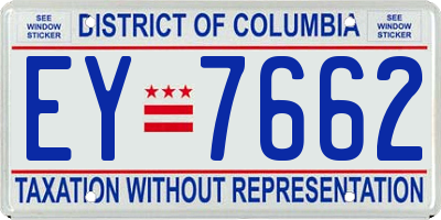 DC license plate EY7662