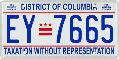 DC license plate EY7665