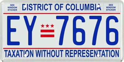 DC license plate EY7676