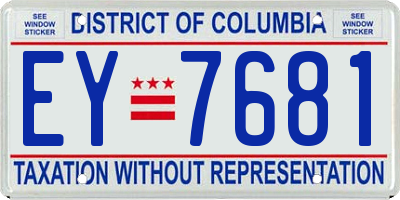 DC license plate EY7681