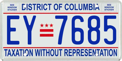 DC license plate EY7685