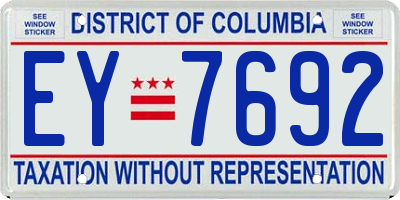 DC license plate EY7692