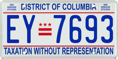 DC license plate EY7693