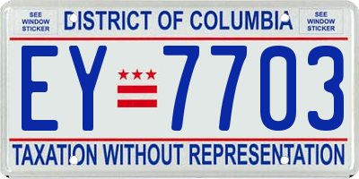 DC license plate EY7703