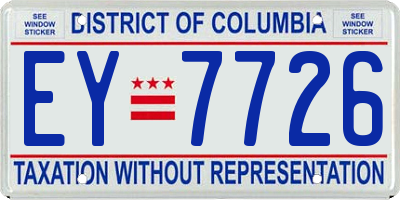 DC license plate EY7726