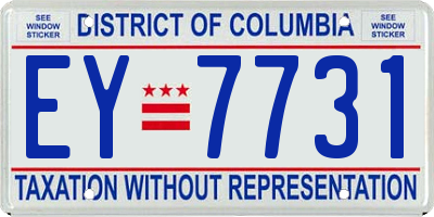 DC license plate EY7731