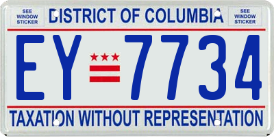 DC license plate EY7734