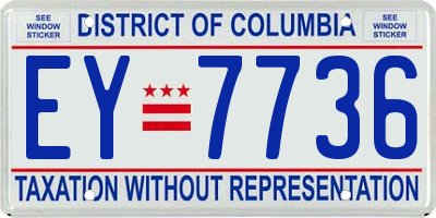 DC license plate EY7736