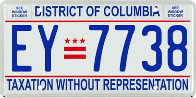 DC license plate EY7738