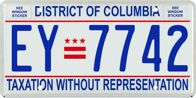 DC license plate EY7742