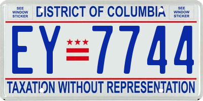 DC license plate EY7744