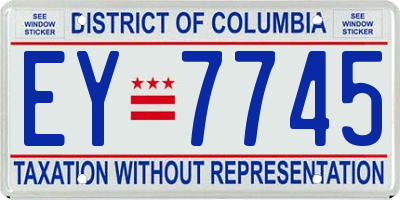 DC license plate EY7745