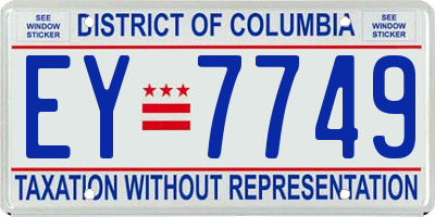 DC license plate EY7749