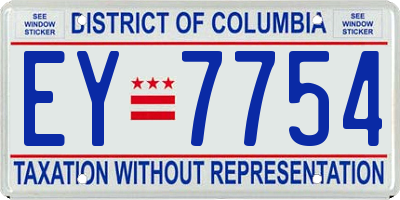 DC license plate EY7754