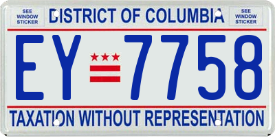 DC license plate EY7758