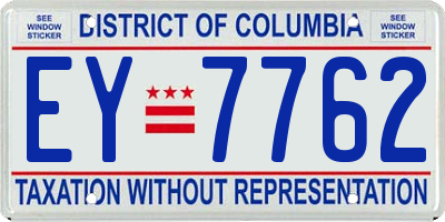 DC license plate EY7762