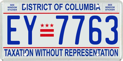 DC license plate EY7763