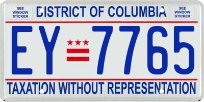 DC license plate EY7765