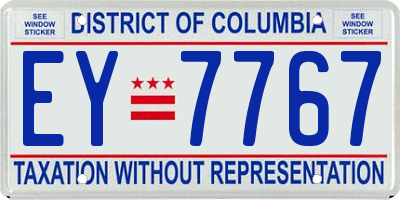 DC license plate EY7767