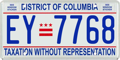 DC license plate EY7768