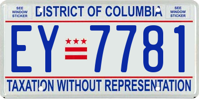 DC license plate EY7781