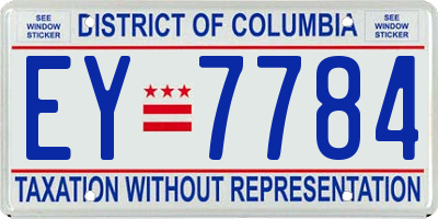 DC license plate EY7784