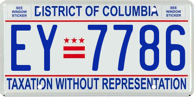 DC license plate EY7786