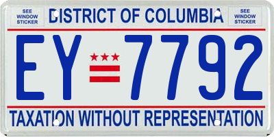 DC license plate EY7792