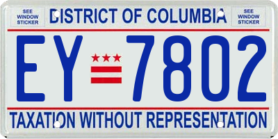 DC license plate EY7802