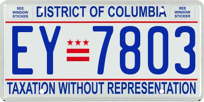 DC license plate EY7803