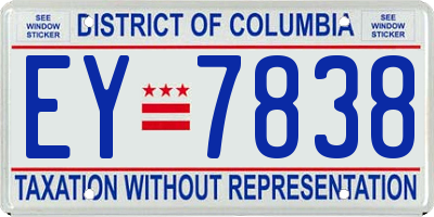 DC license plate EY7838