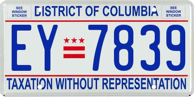 DC license plate EY7839