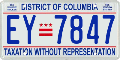 DC license plate EY7847