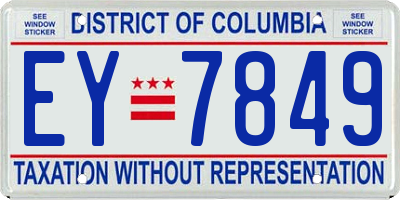 DC license plate EY7849