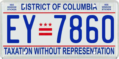 DC license plate EY7860