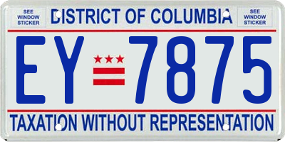 DC license plate EY7875