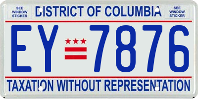 DC license plate EY7876