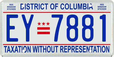 DC license plate EY7881